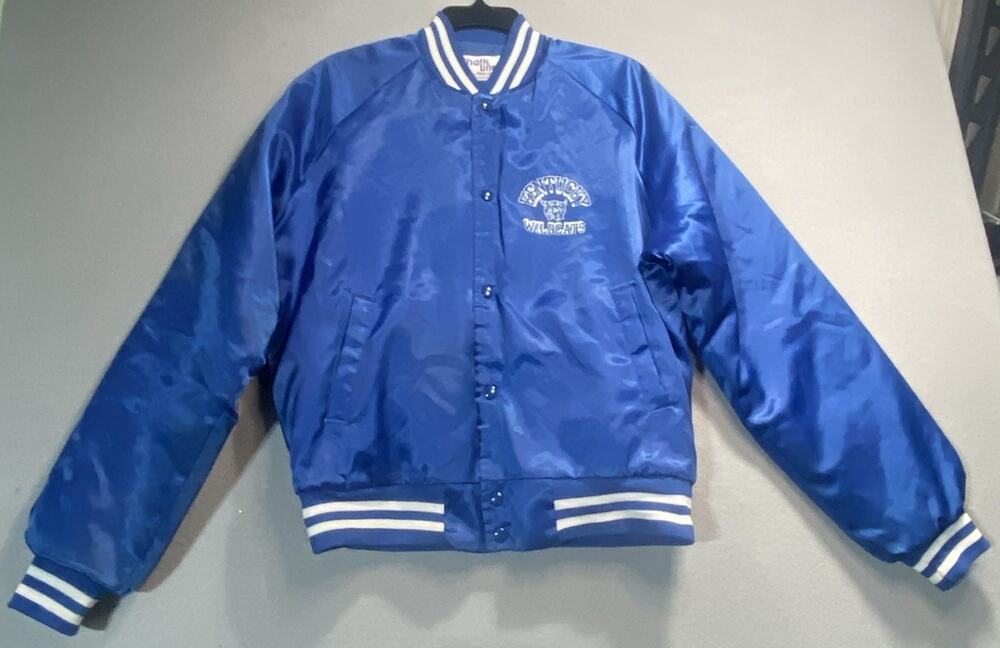 Vintage Kentucky Wildcats Chalk Line Satin Bomber Jacket Blue Made In USA Size L
